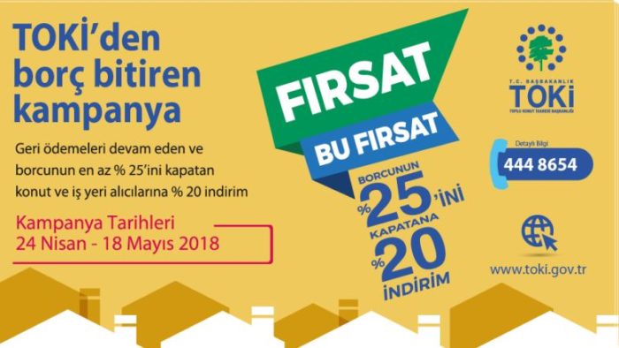 TOKİ Yüzde 20 İndirim Kampanyası Nisan 2018