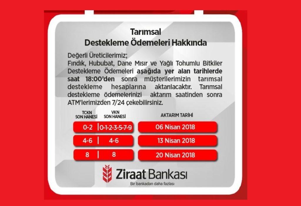 Tarımsal Destekleme Ziraat’ten Ödemeleri Başladı