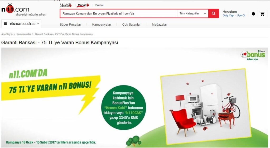 Garanti Bankası Bonus Puan Kullanılan İnternet Siteleri